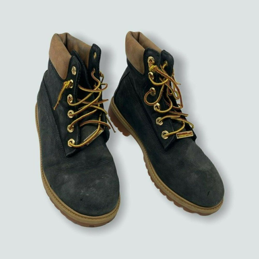 Timberland 6-Inch‎ Premium Boots Mens Navy Blue Tan Good Waterproof Nubuck